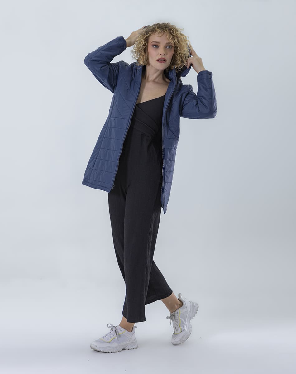 Midi jacket with hood