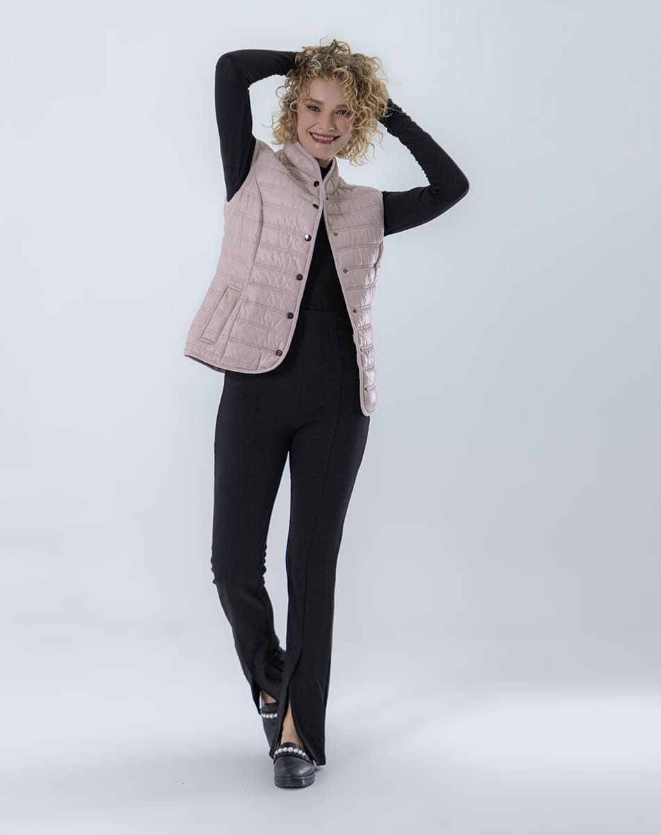 Quilted vest with mao collar