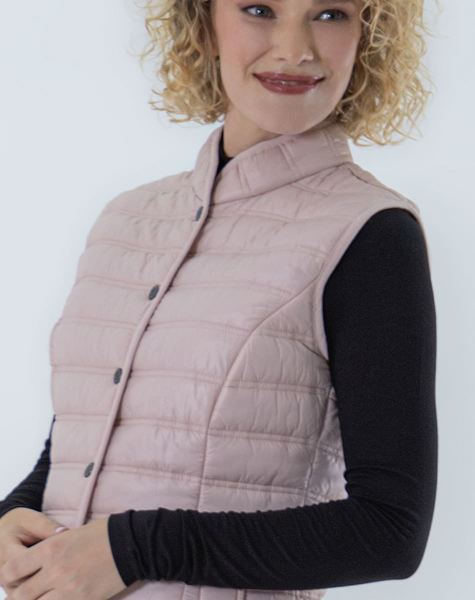 Quilted vest with mao collar