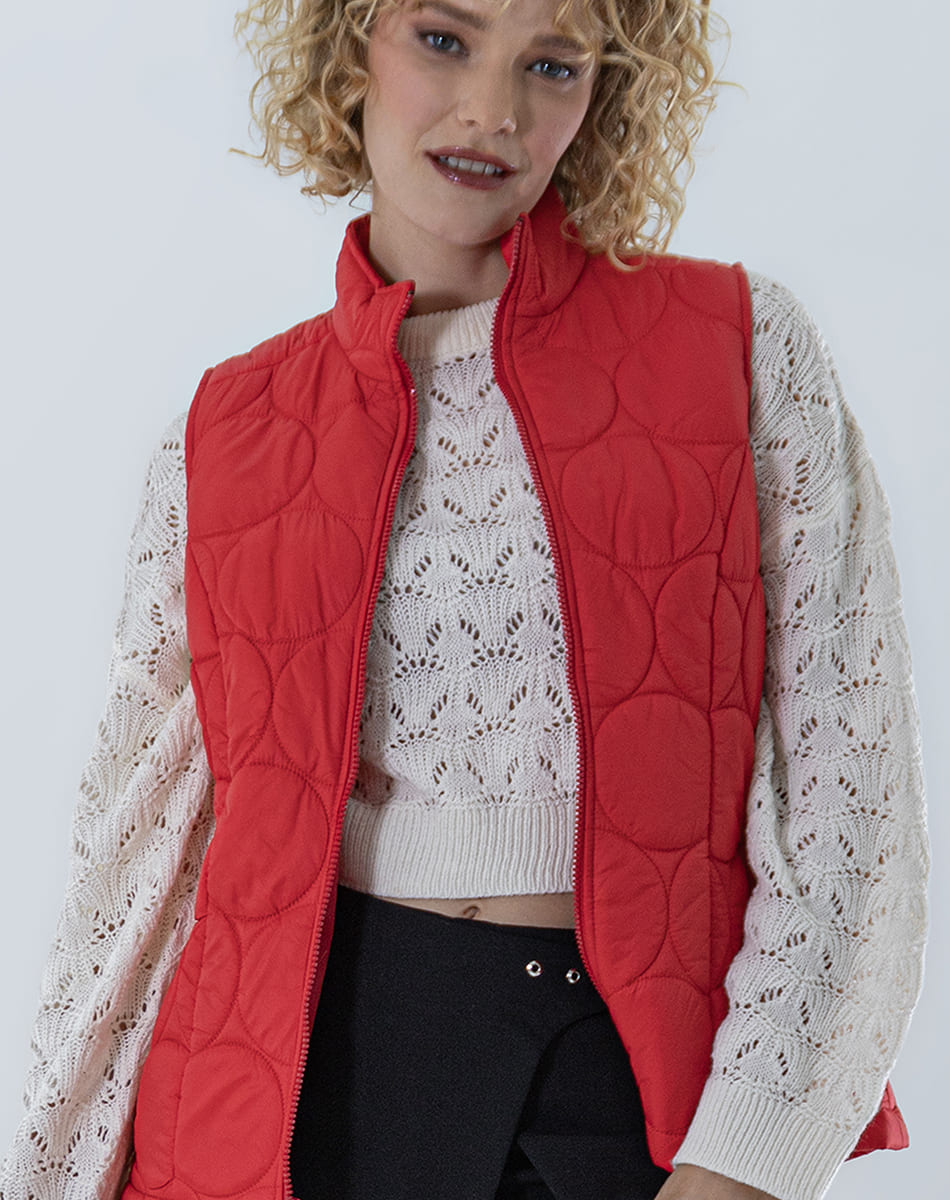 circular quilted pattern vest