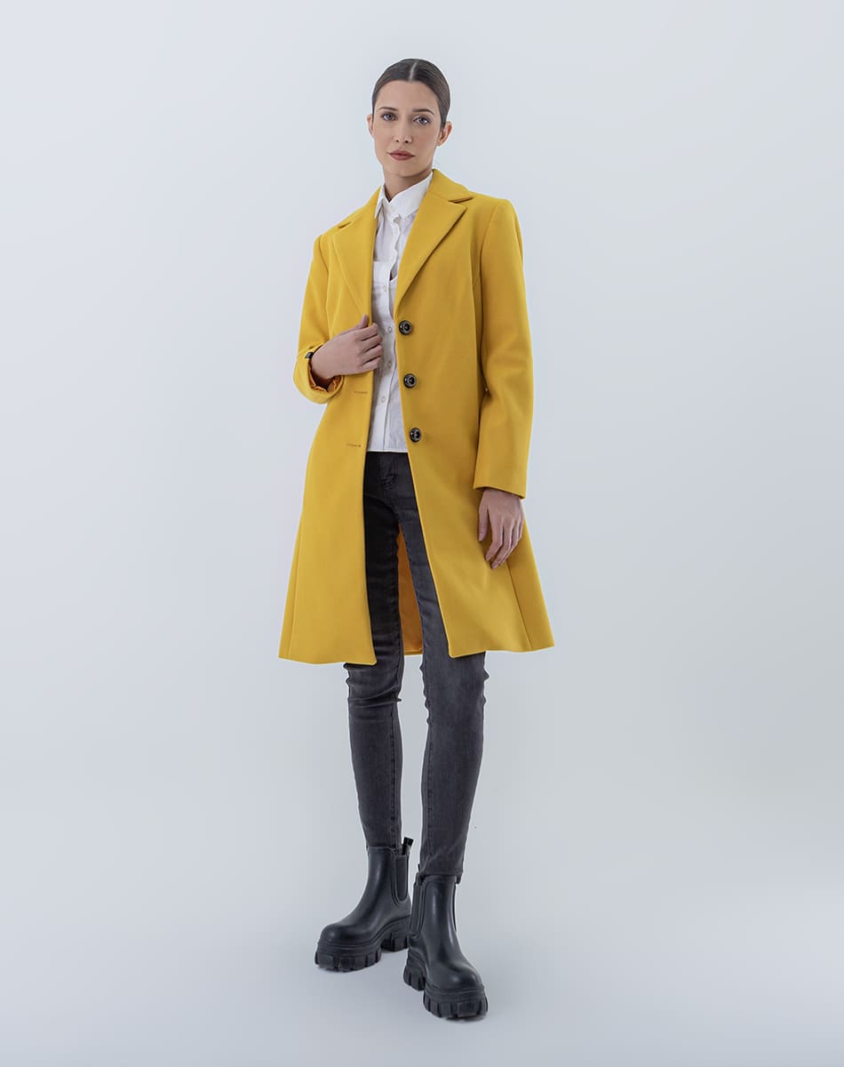 V Collar Midi Coat
