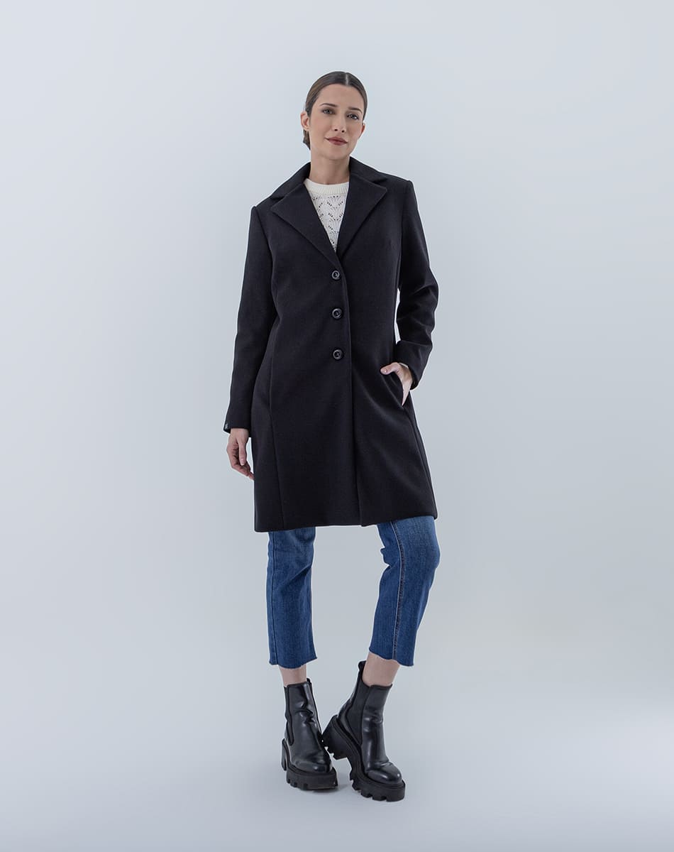 V Collar Midi Coat