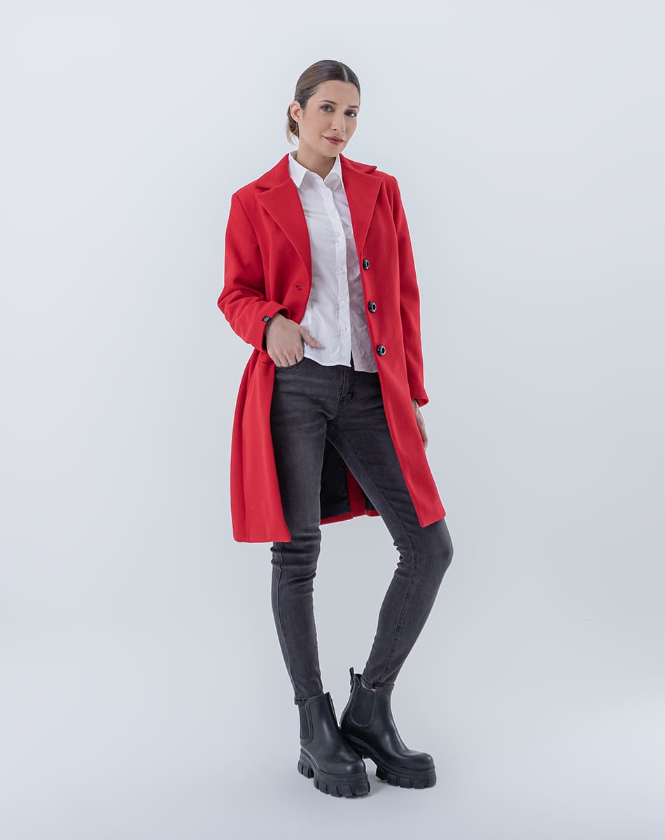 V Collar Midi Coat