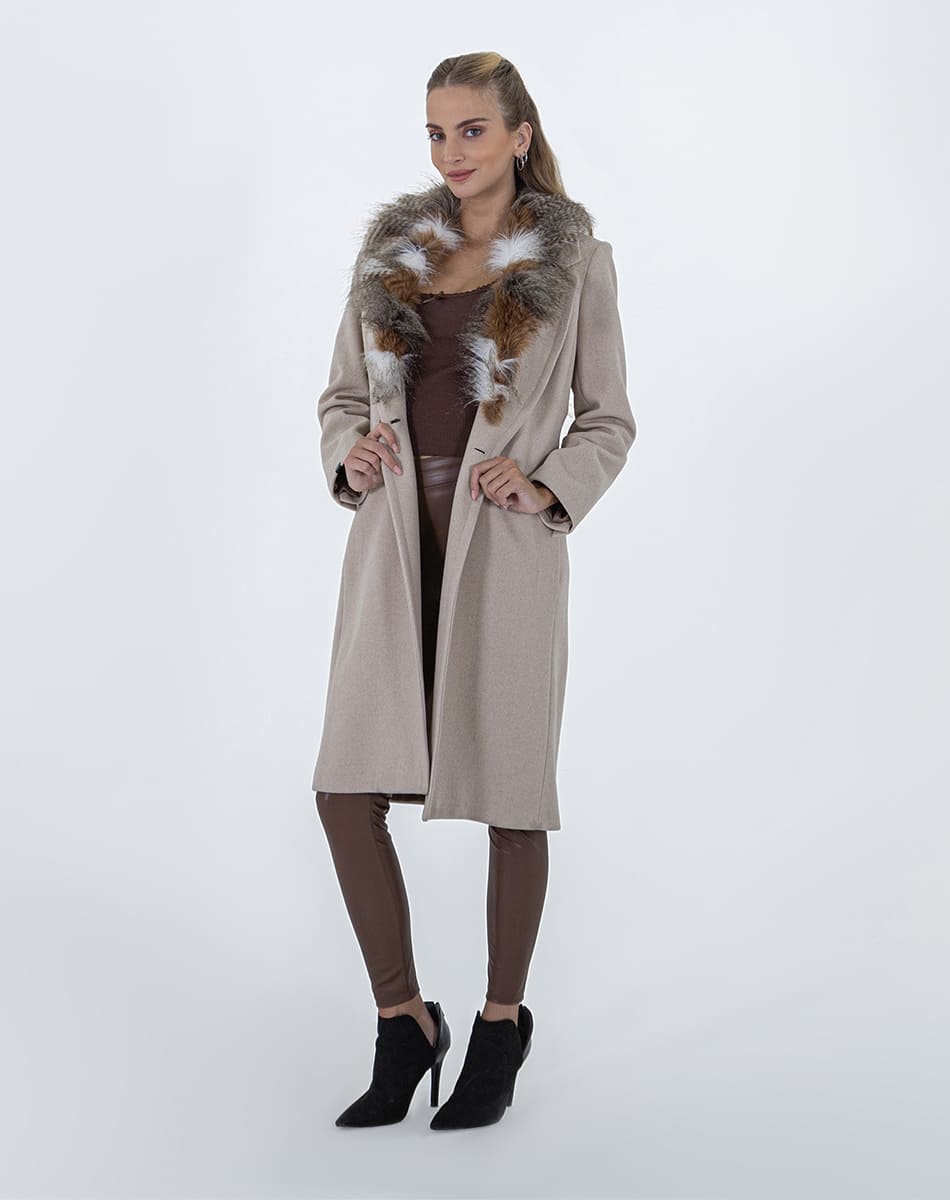 Plush collar coat