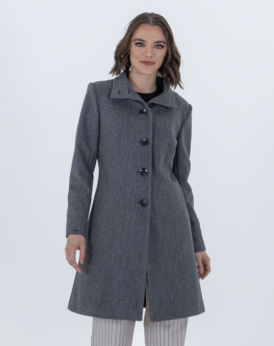 High Collar Coat With Double Button