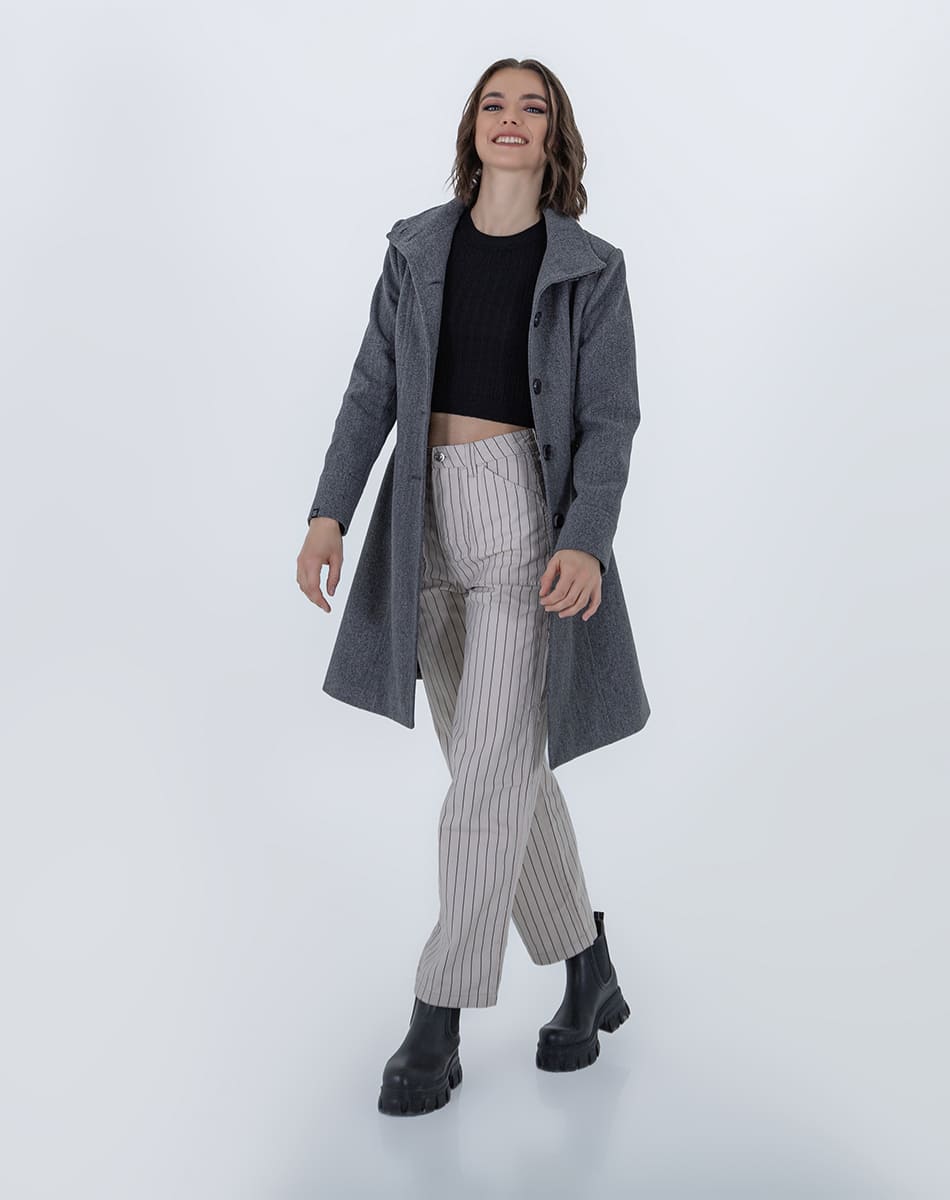 High Collar Coat With Double Button