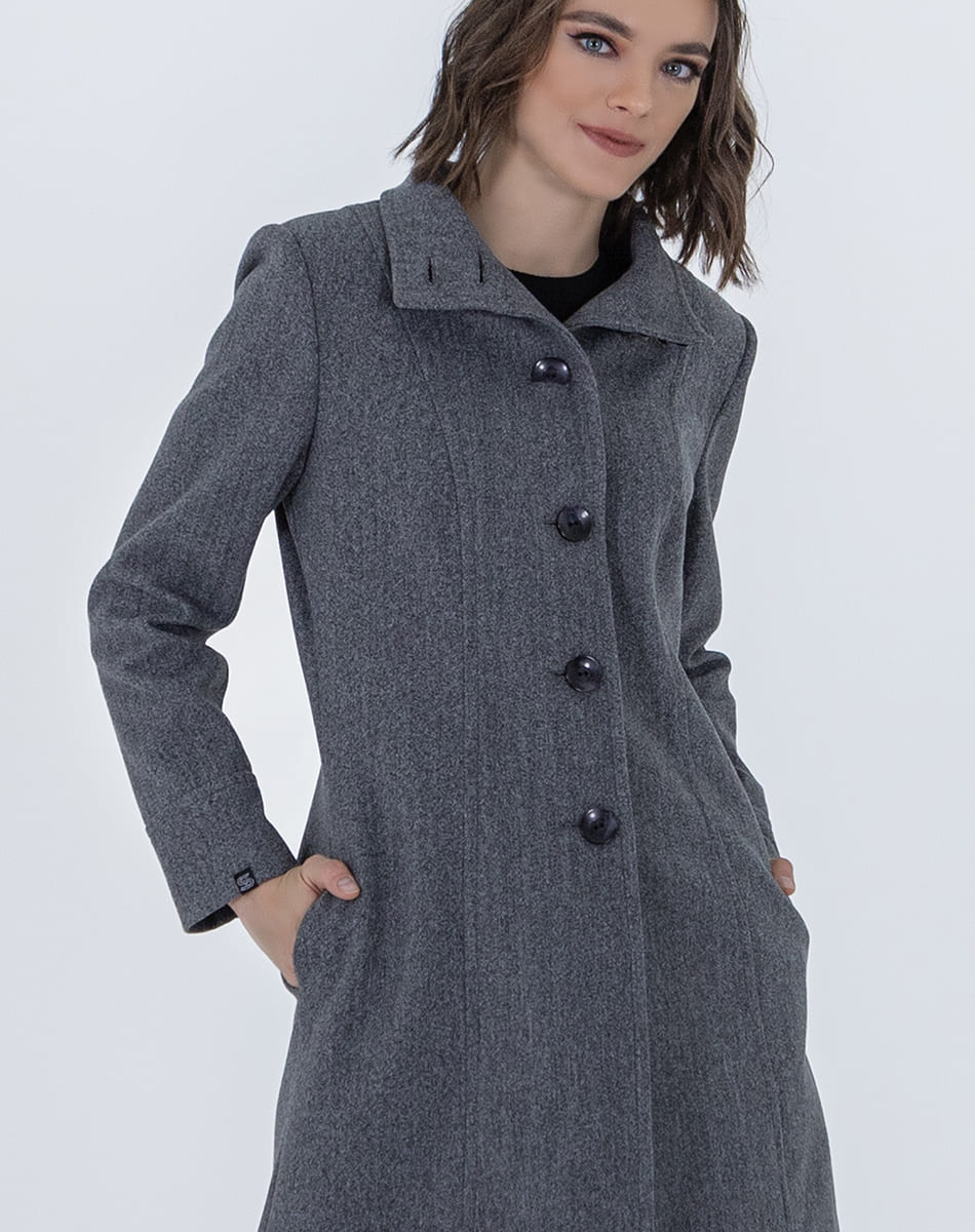 High Collar Coat With Double Button