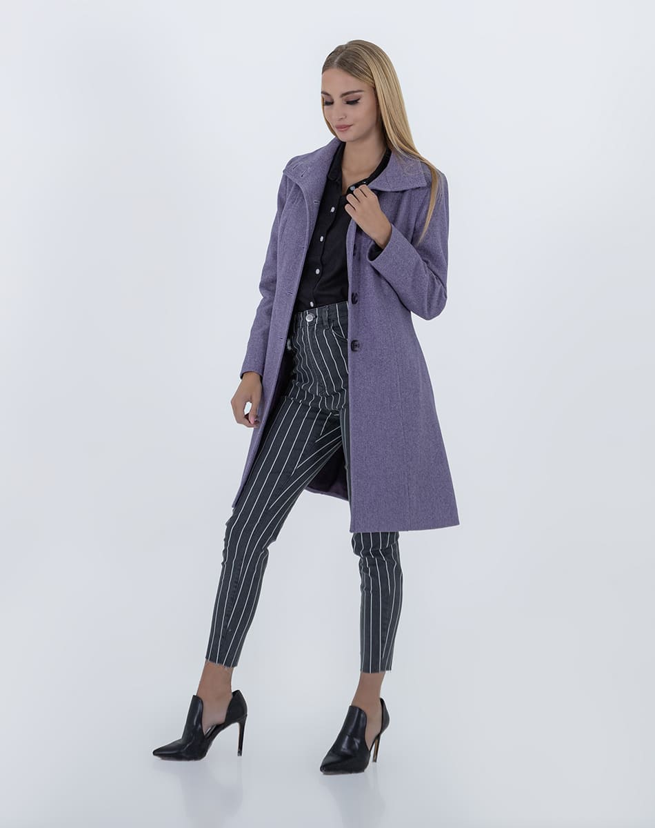 High Collar Coat With Double Button