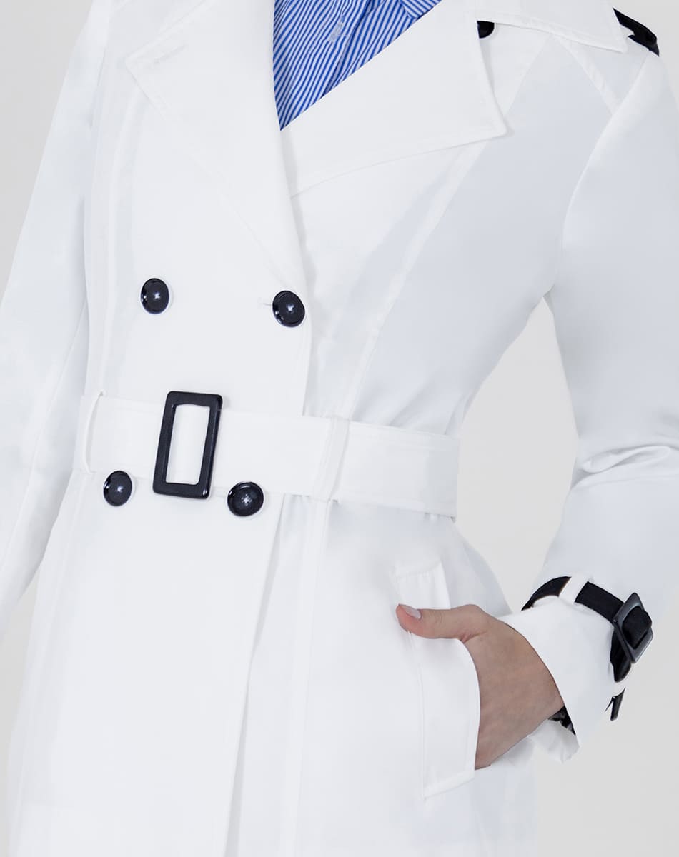 SHYLA | Cropped Trench Coat with Belt and Buttons