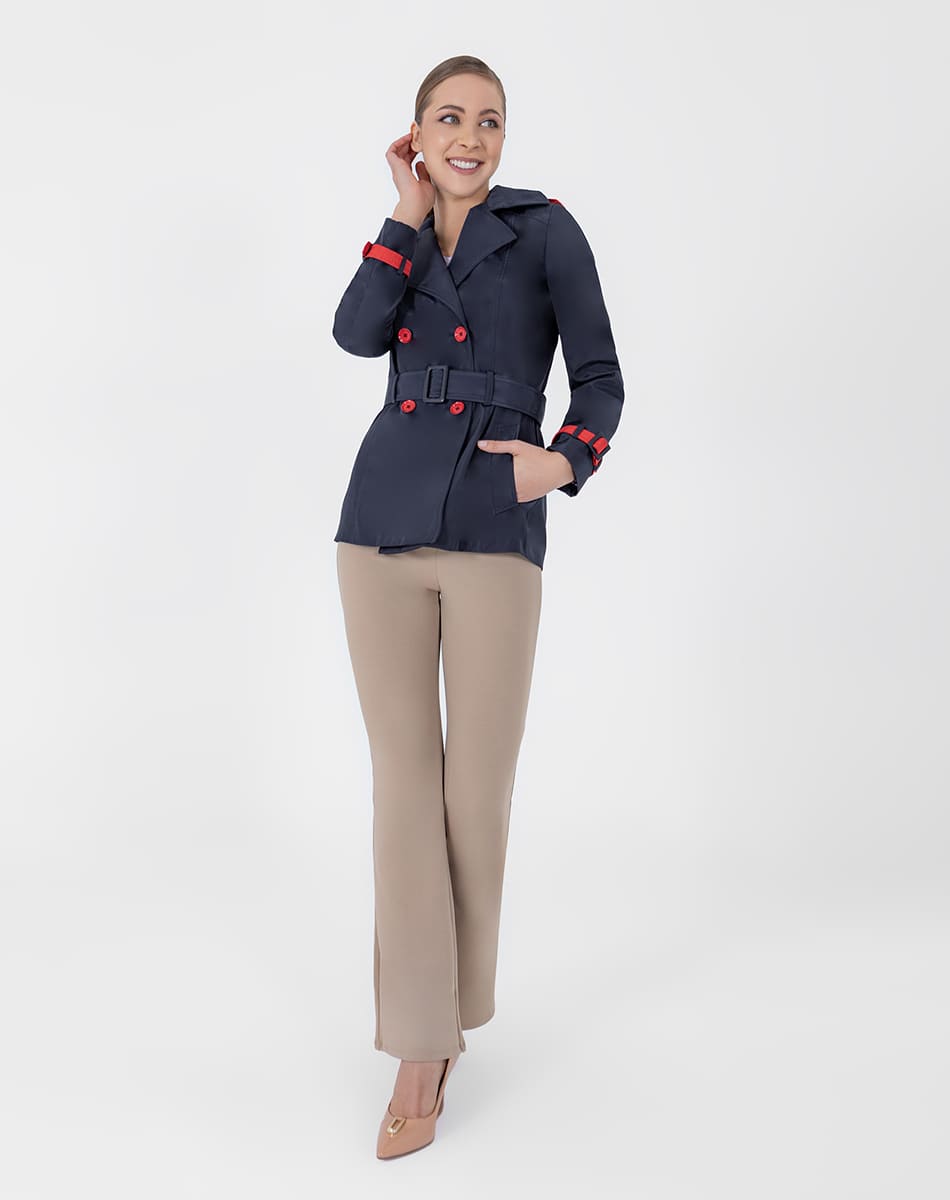 SHYLA | Cropped Trench Coat with Belt and Buttons