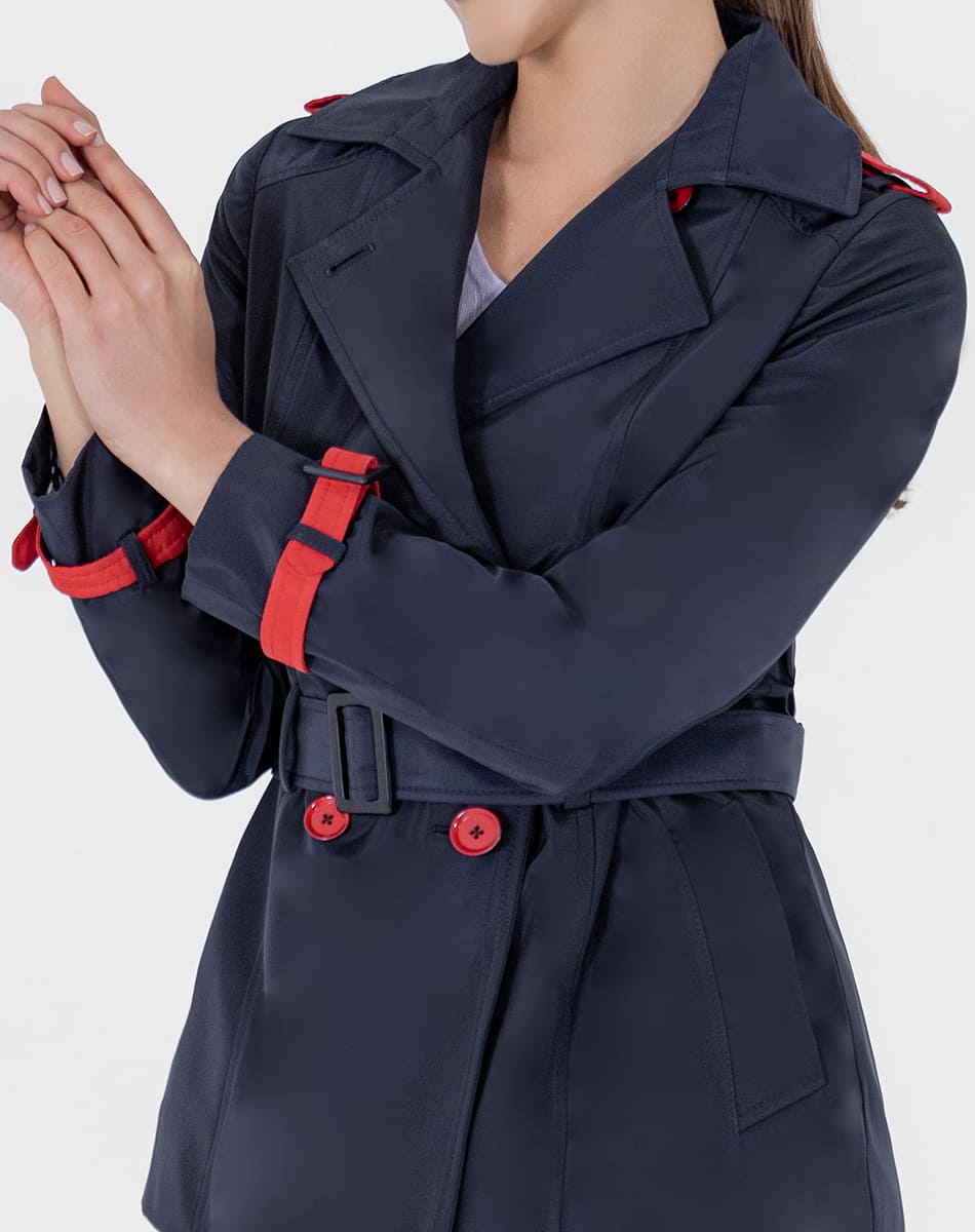 SHYLA | Cropped Trench Coat with Belt and Buttons