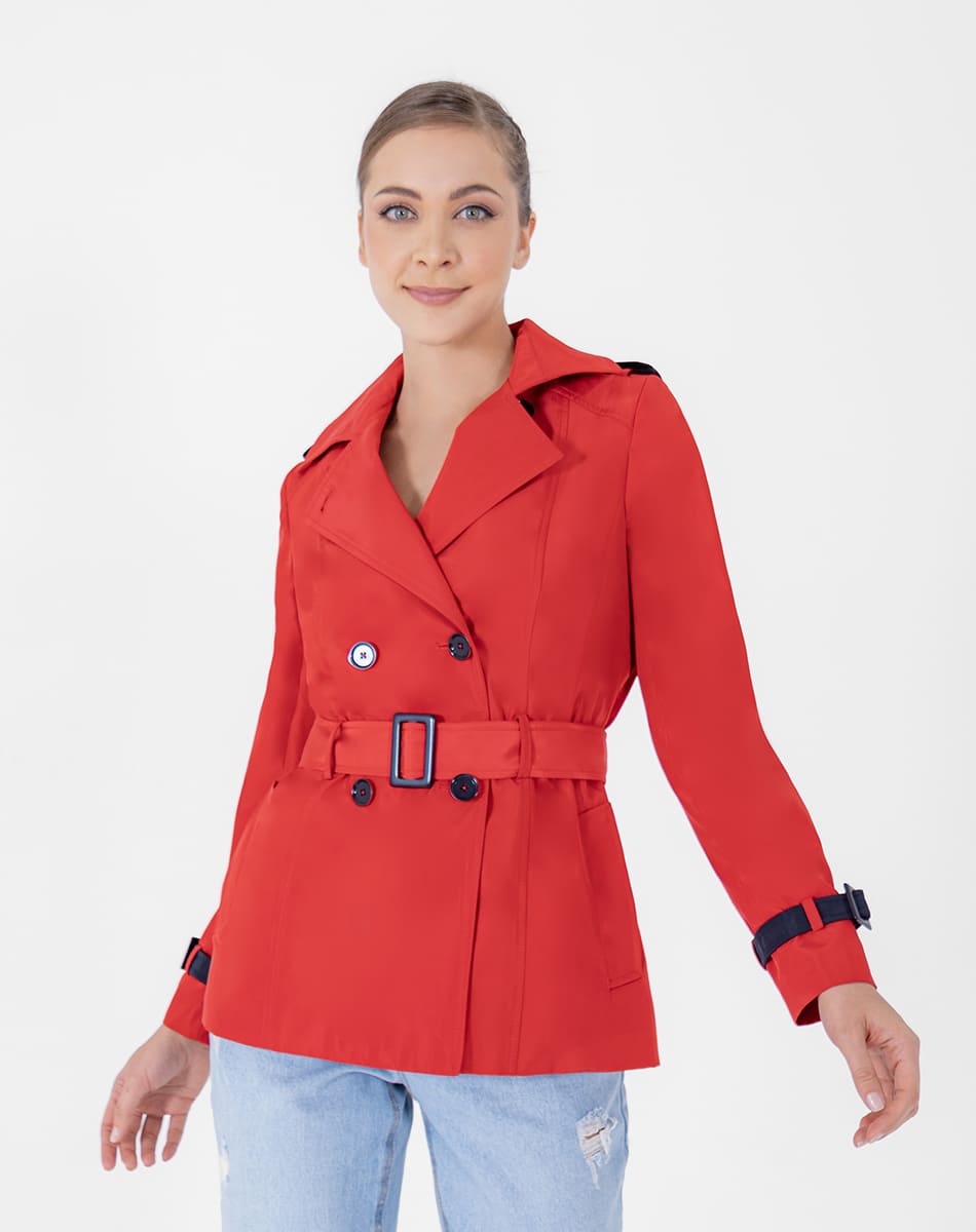 SHYLA | Cropped Trench Coat with Belt and Buttons