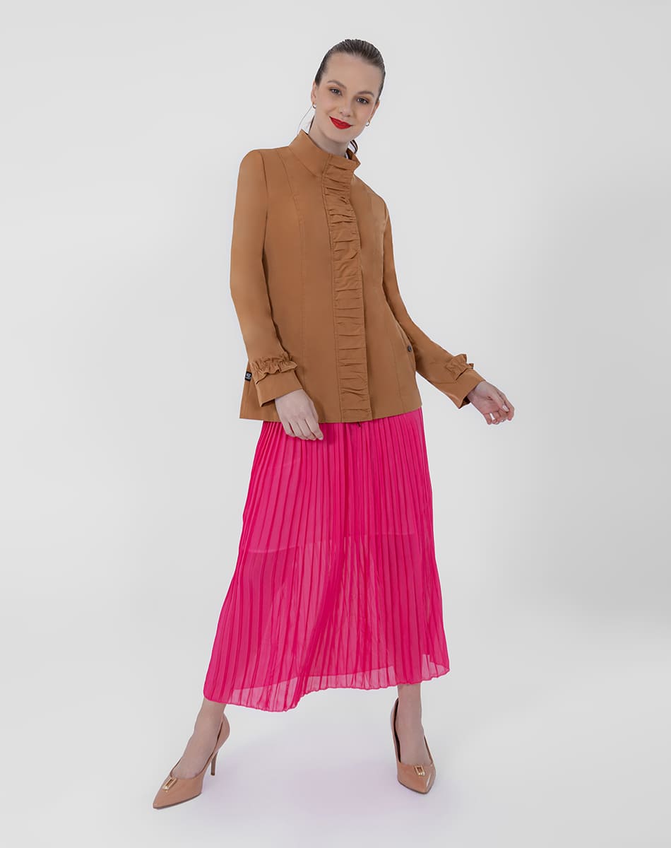 SHYLA | Cropped Trench Coat with Draped Detail
