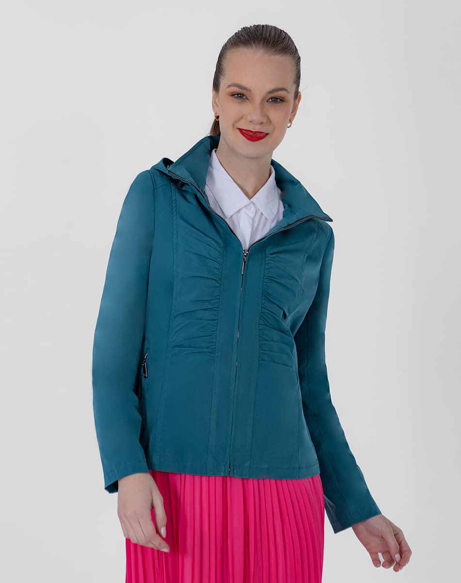 SHYLA | Cropped Trench Coat with Pleated Hood