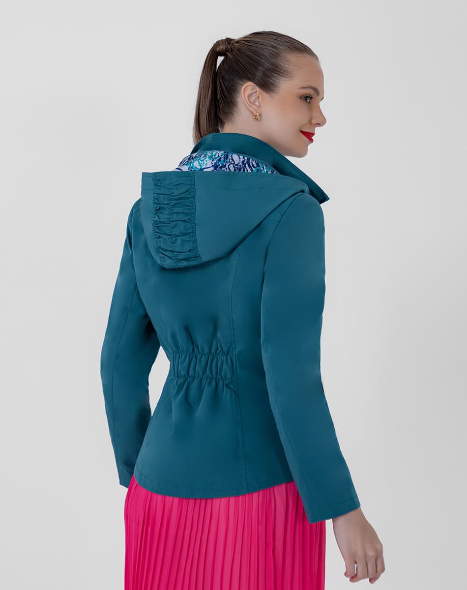 SHYLA | Cropped Trench Coat with Pleated Hood