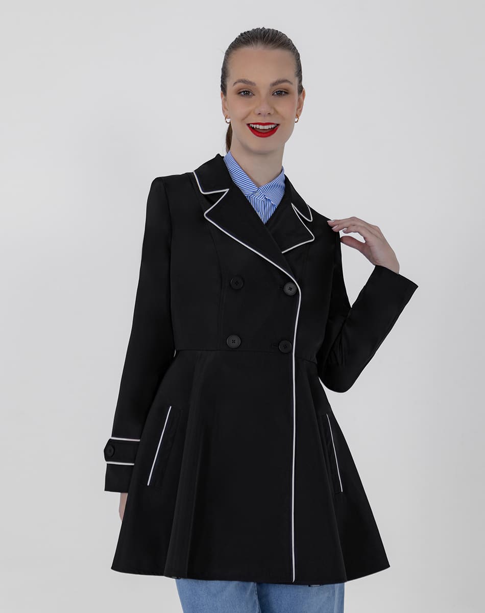 SHYLA | SHORT TRENCH COAT WITH LAPEL NECK
