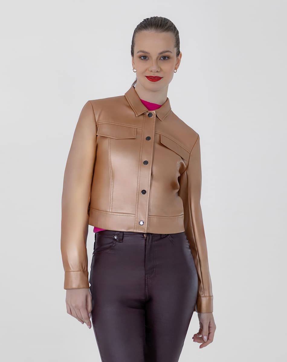 SHYLA | SHORT VINYL LEATHER TRENCH COAT FOR WOMEN