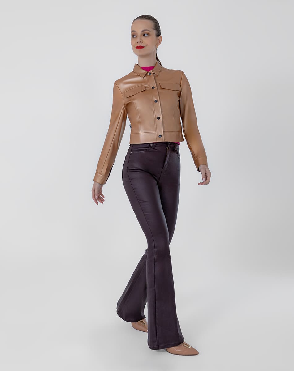 SHYLA | SHORT VINYL LEATHER TRENCH COAT FOR WOMEN