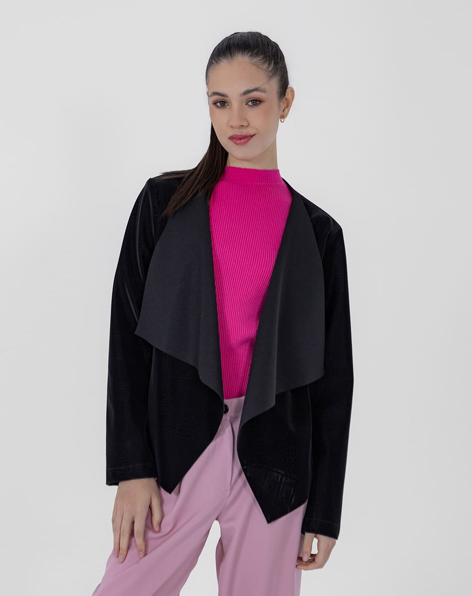 SHYLA | Black Suede Open Front Jacket