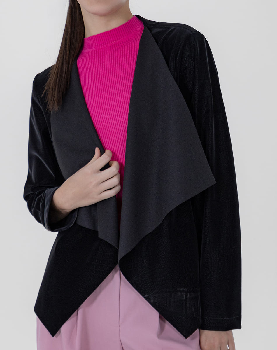 SHYLA | Black Suede Open Front Jacket