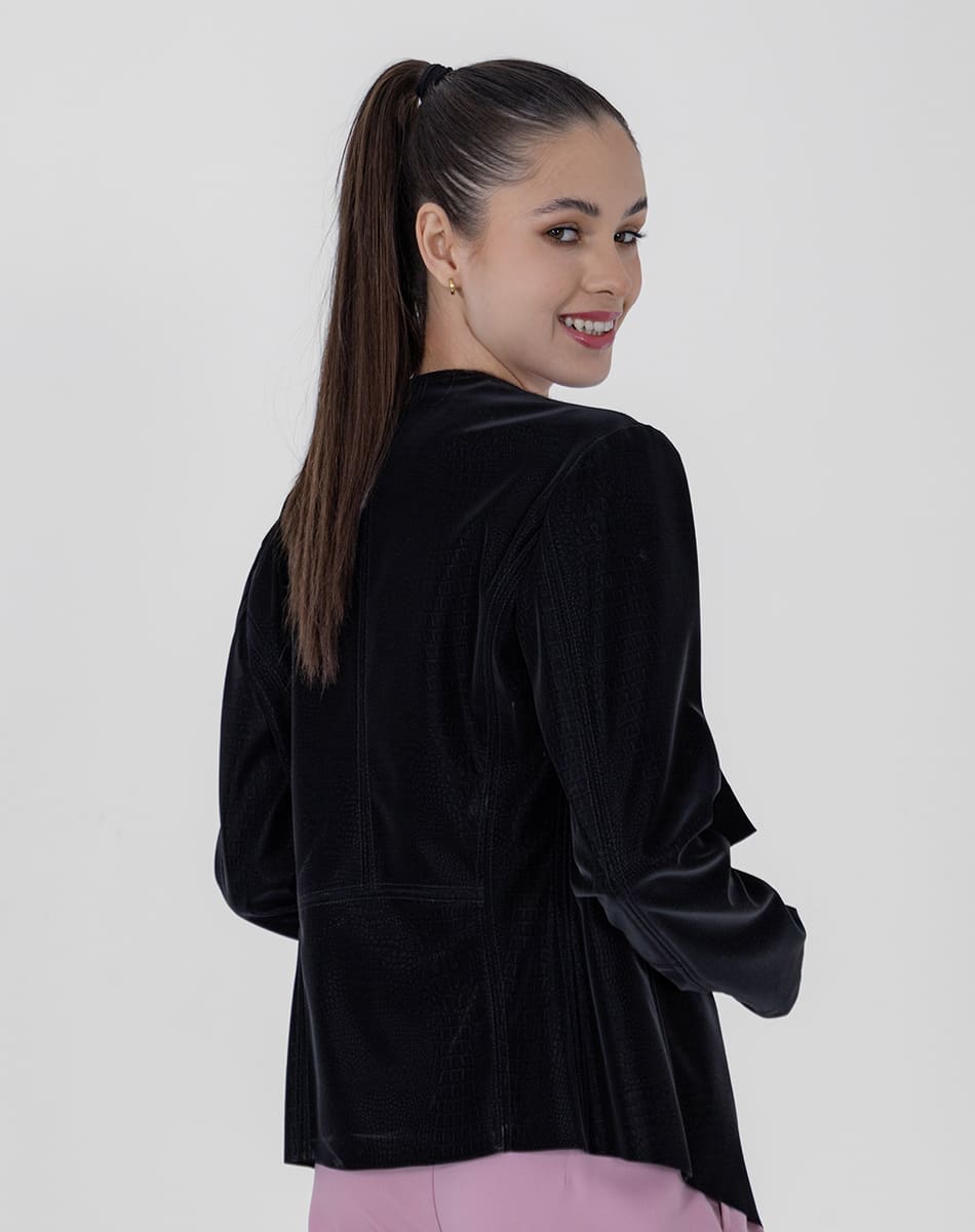 SHYLA | Black Suede Open Front Jacket