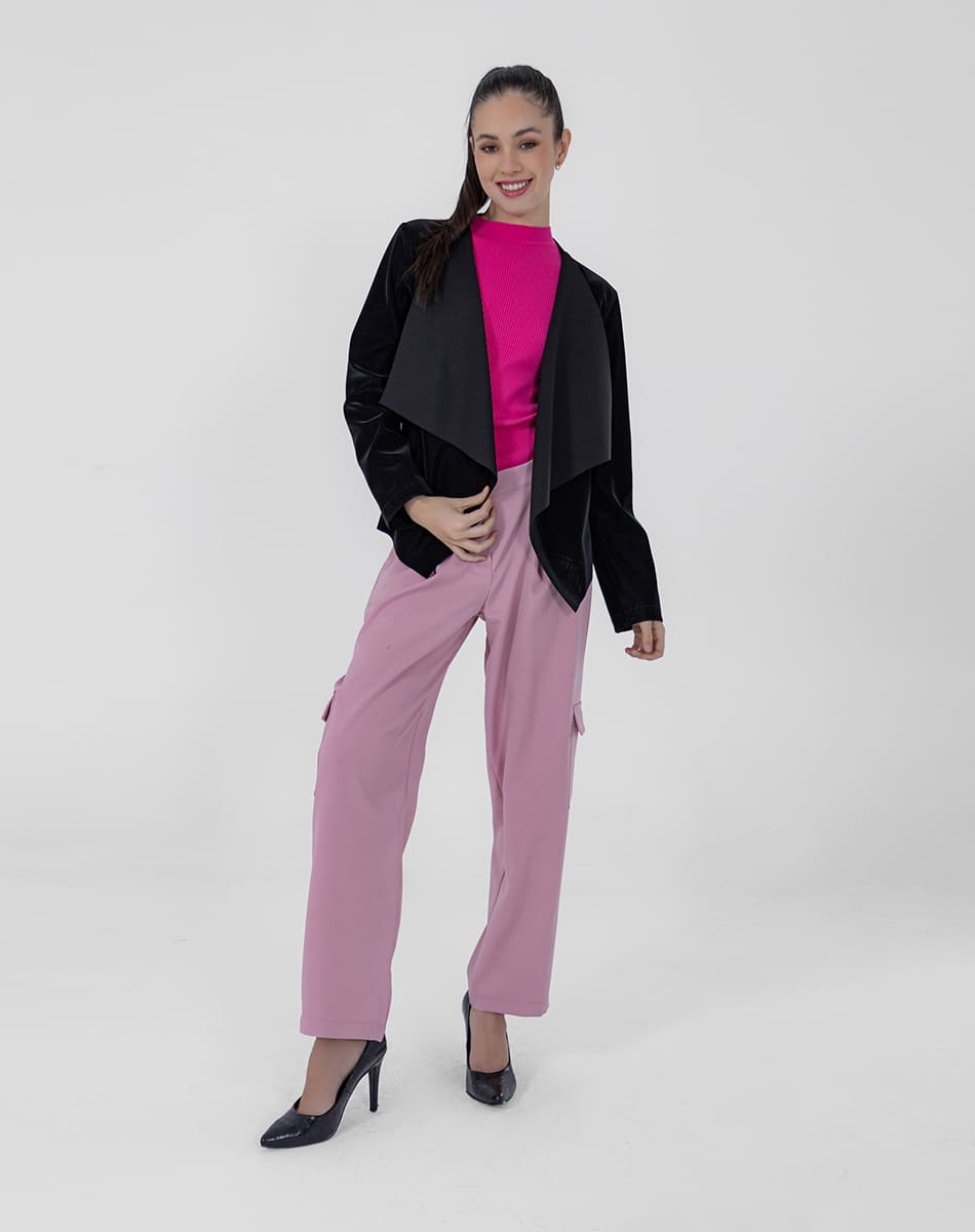 SHYLA | Black Suede Open Front Jacket