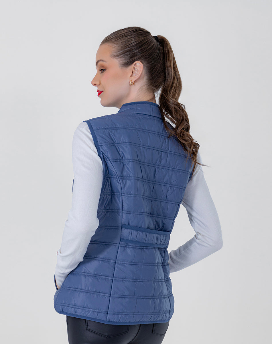 Quilted vest with mao collar