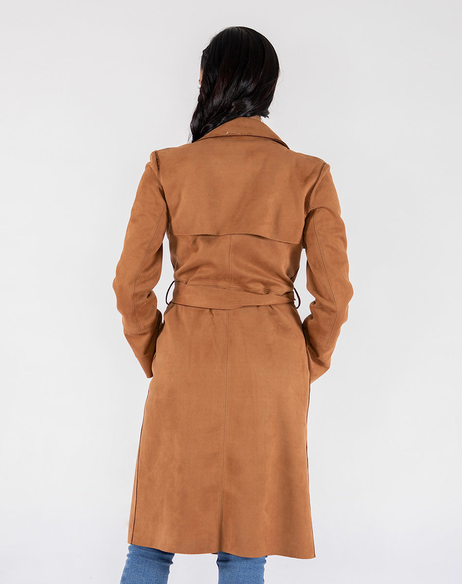 Long suede trench coat