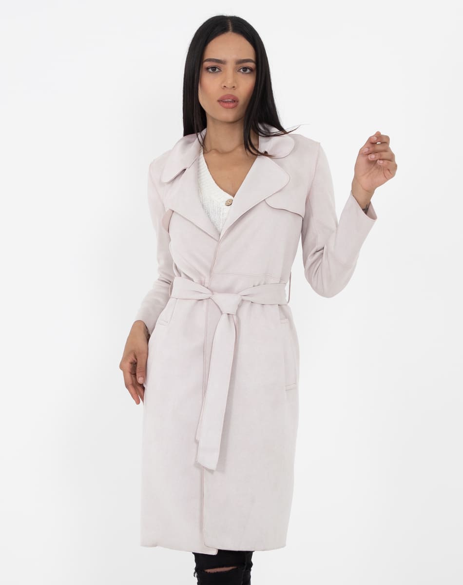 Suede long raincoat