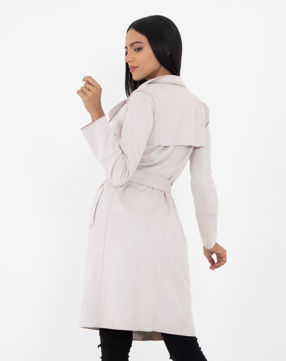 Suede long raincoat