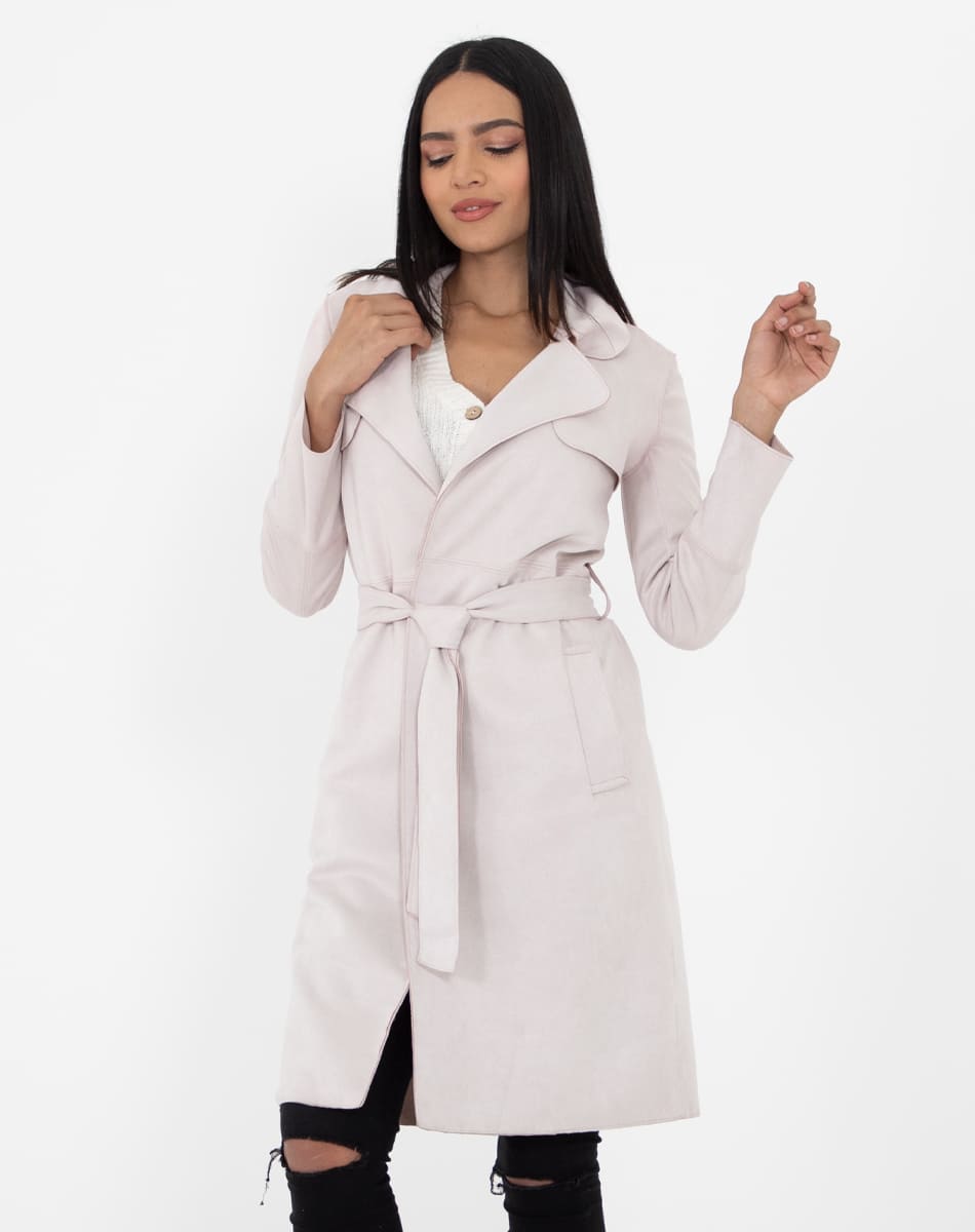 Suede long raincoat