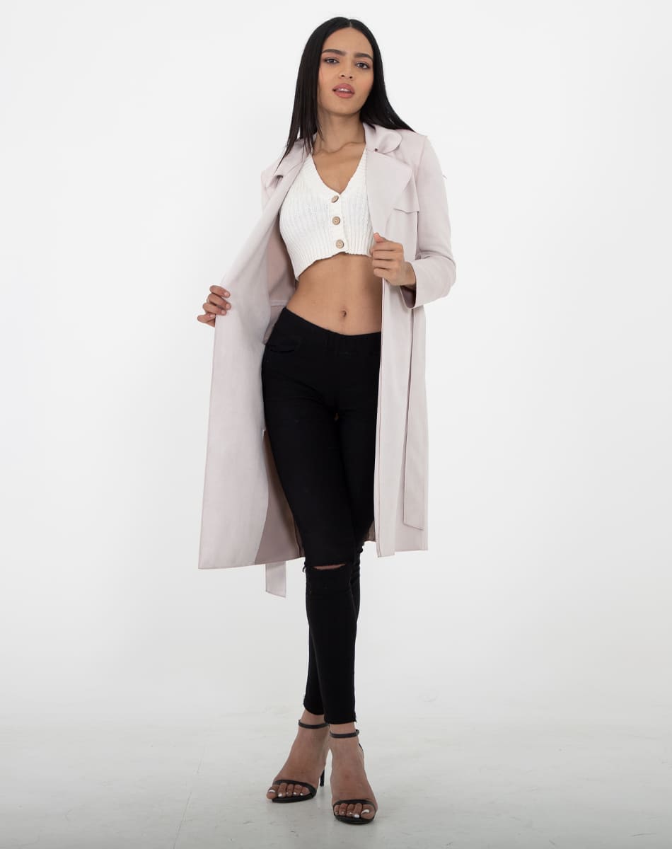 Suede long raincoat