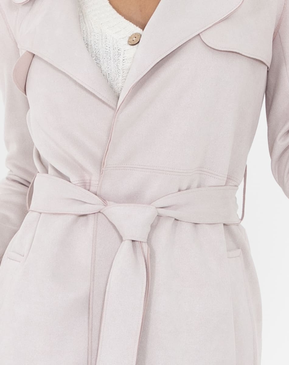 Suede long raincoat