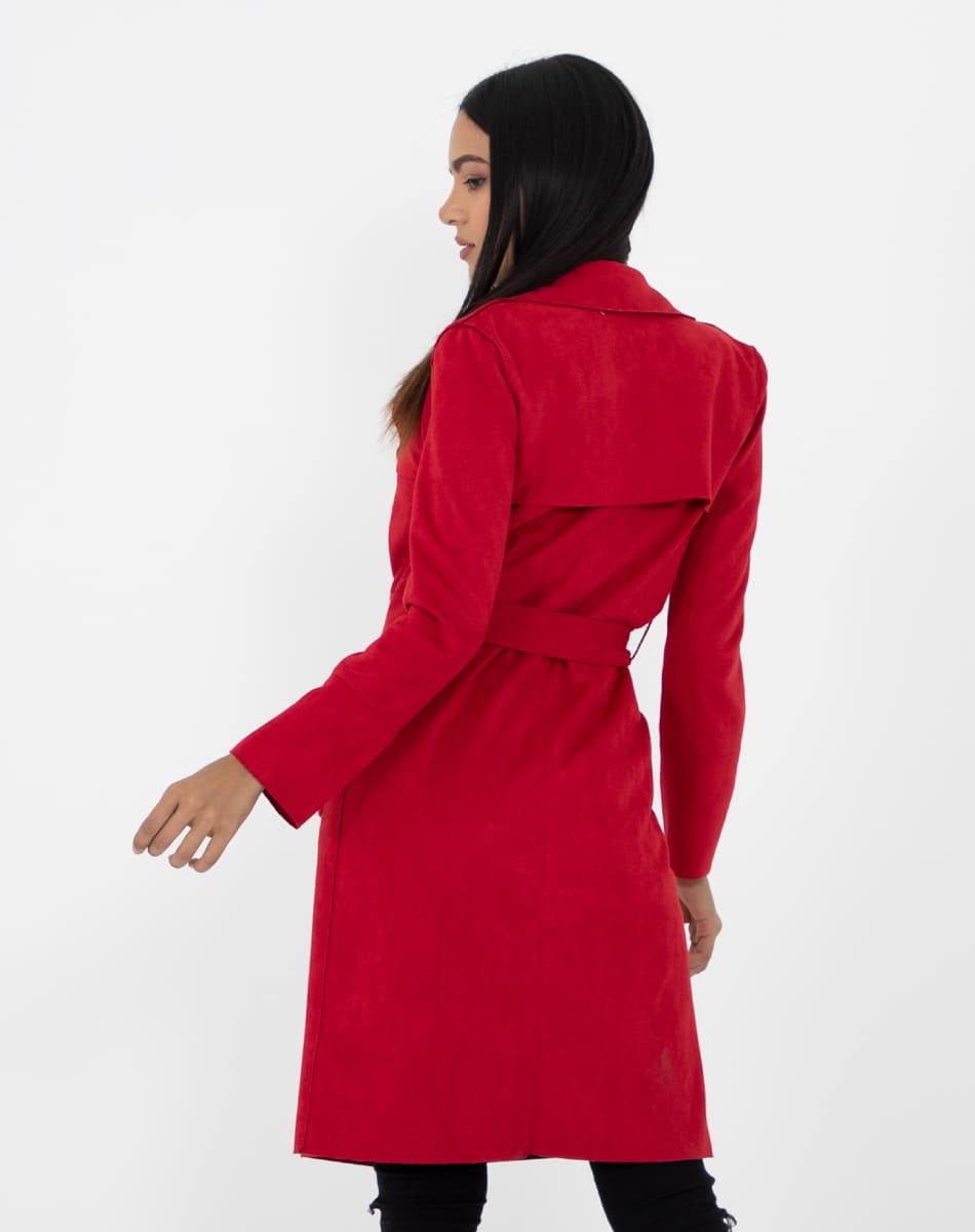 Suede long raincoat