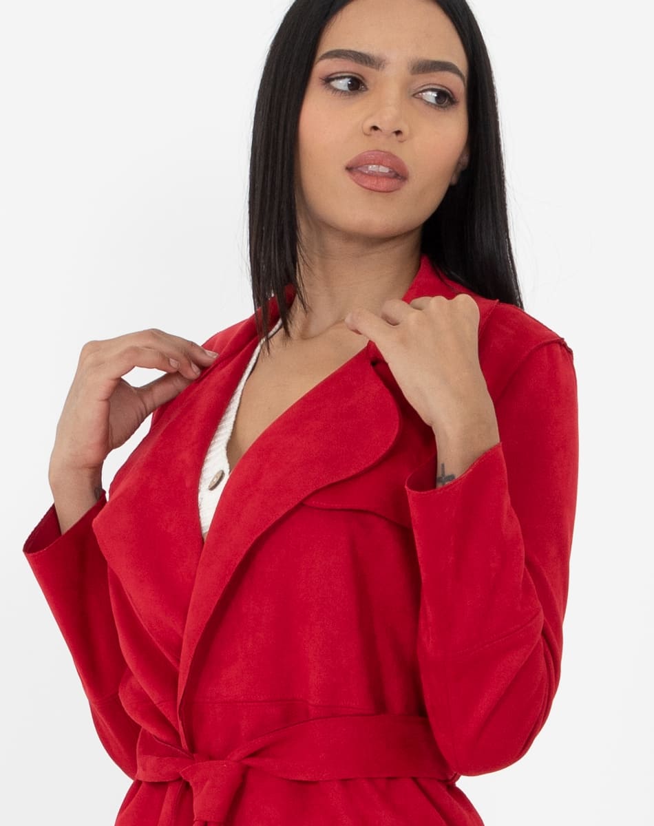 Suede long raincoat