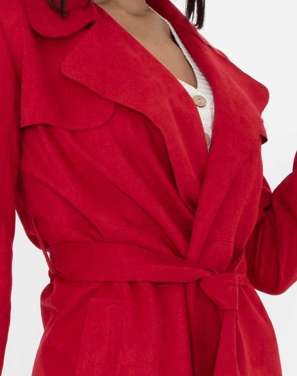 Suede long raincoat