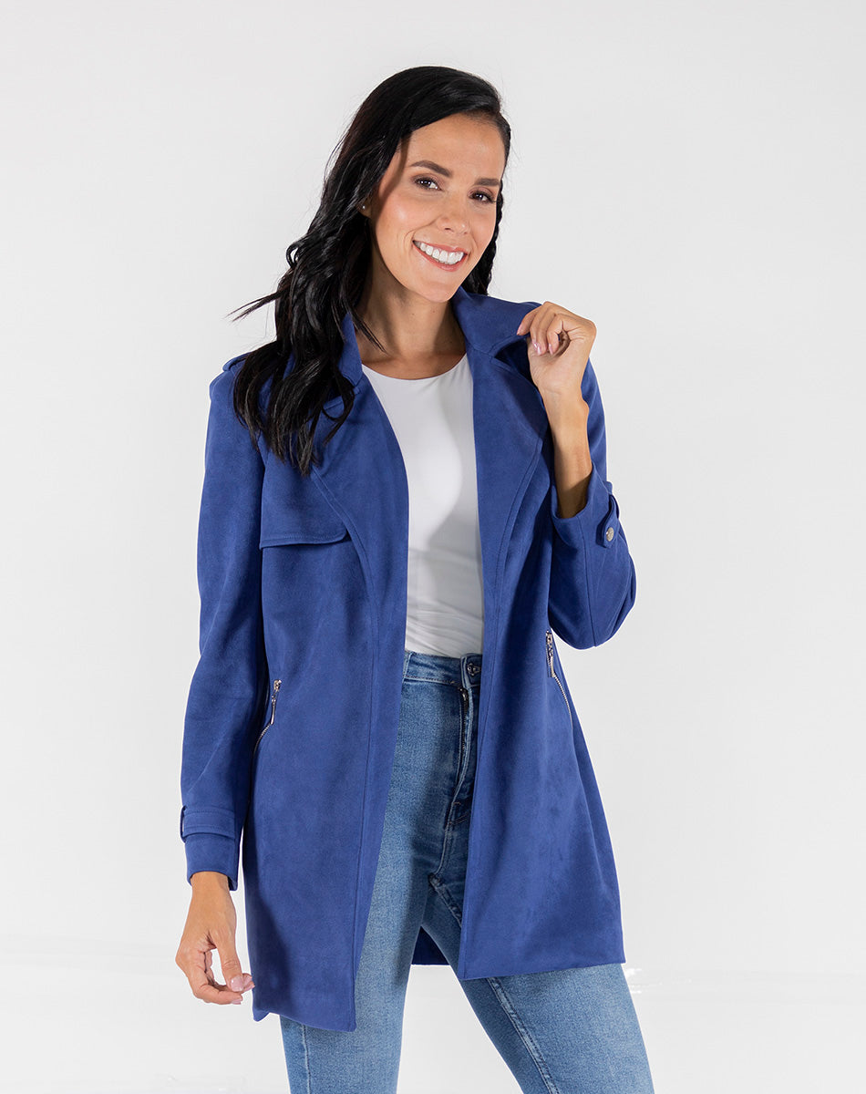 Long Suede Trench Coat