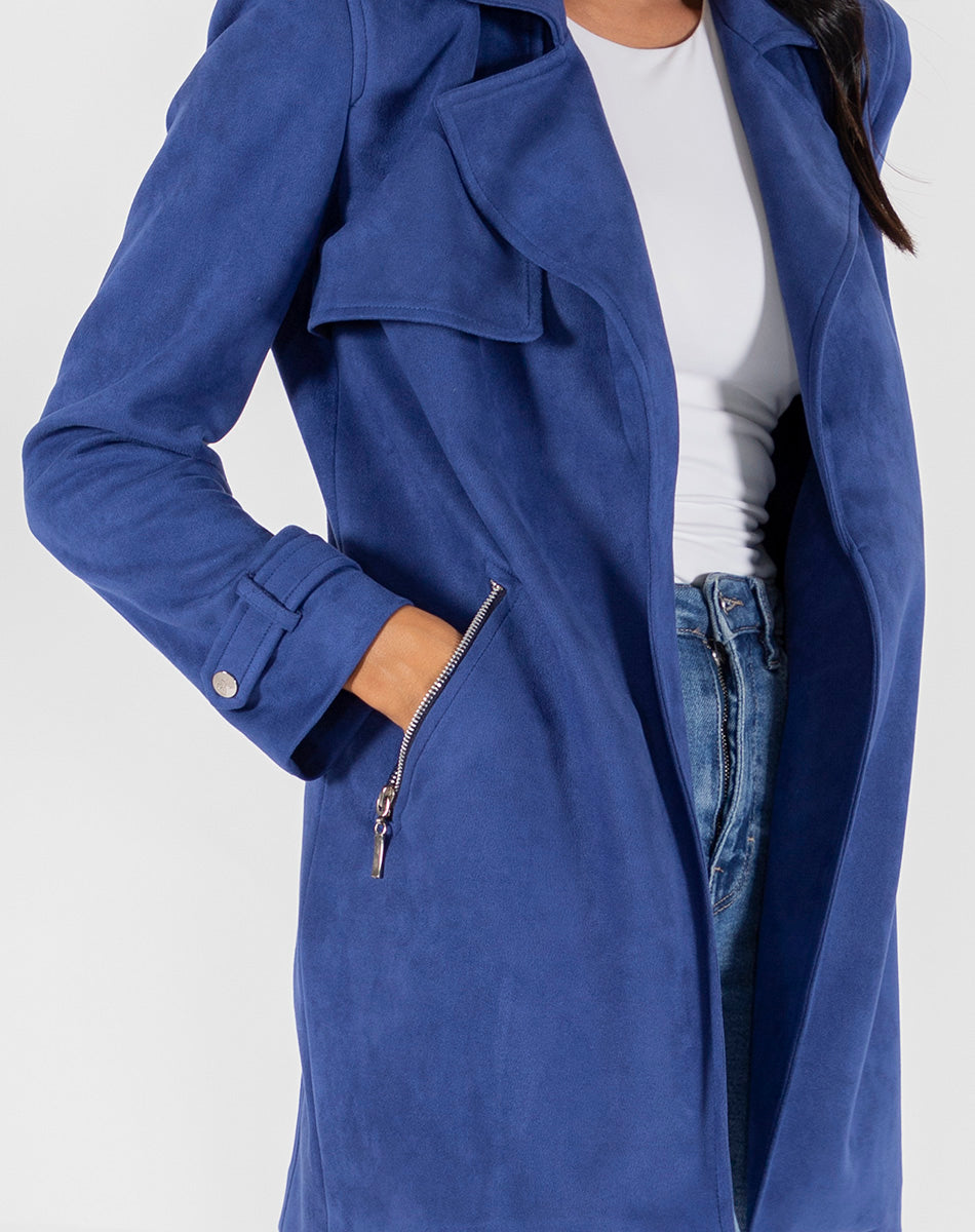 Long Suede Trench Coat