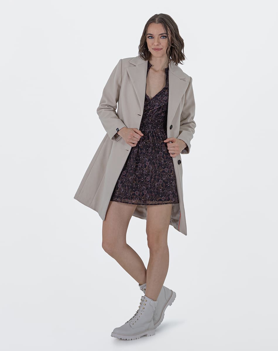 V Collar Midi Coat