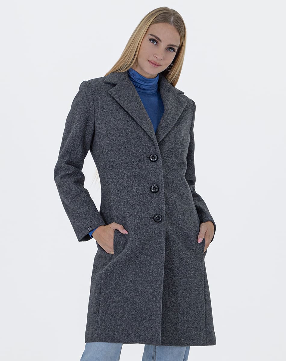 V Collar Midi Coat