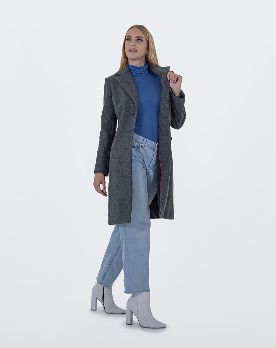 V Collar Midi Coat