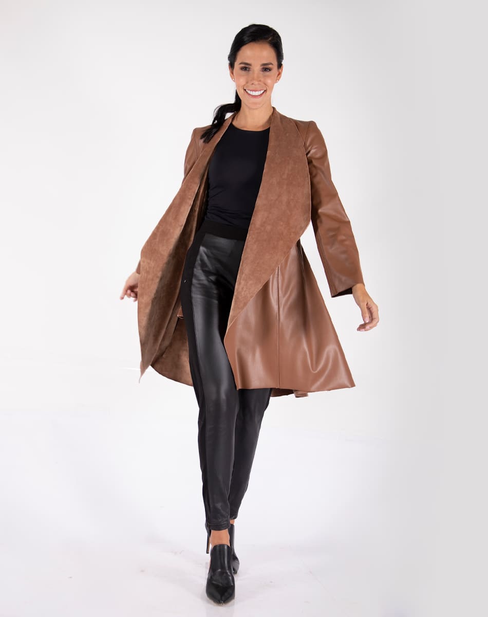 Synthetic leather Long Coat