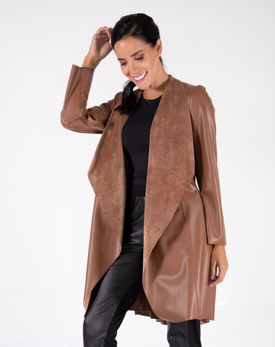 Synthetic leather Long Coat