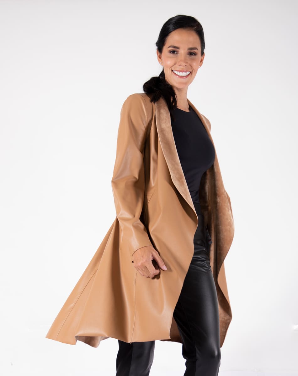 Synthetic leather Long Coat