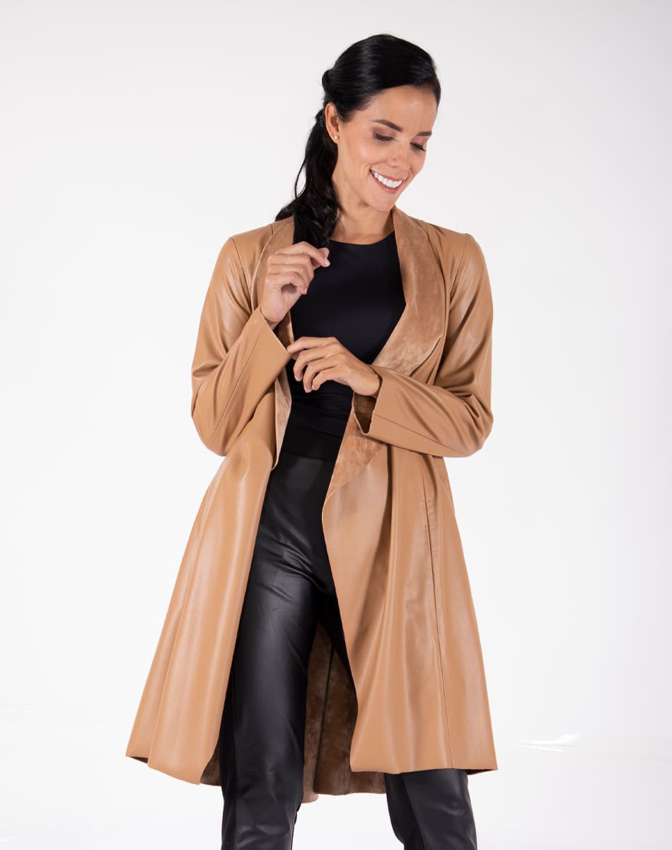 Synthetic leather Long Coat