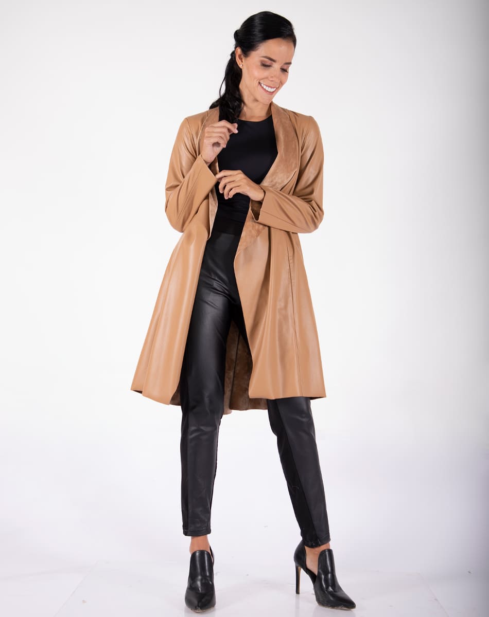 Synthetic leather Long Coat