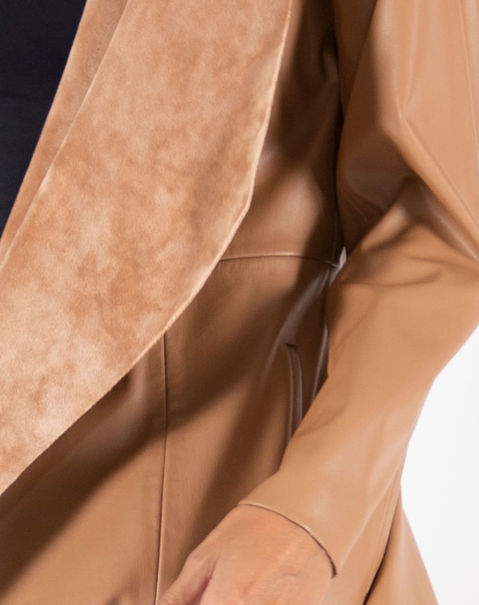 Synthetic leather Long Coat