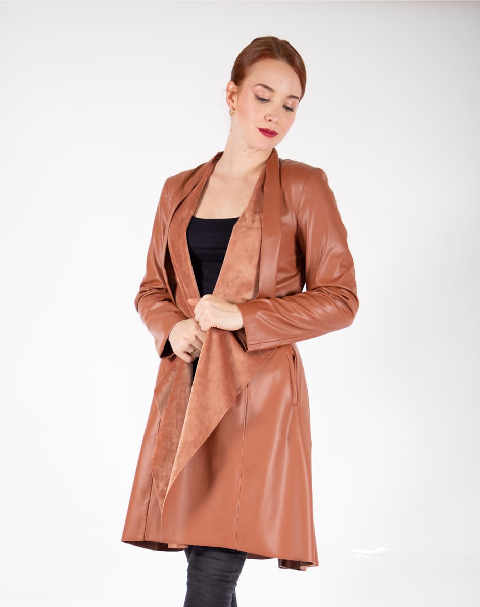 Synthetic leather Long Coat