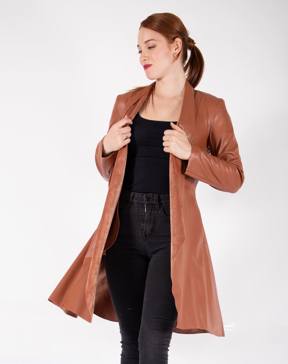 Synthetic leather Long Coat