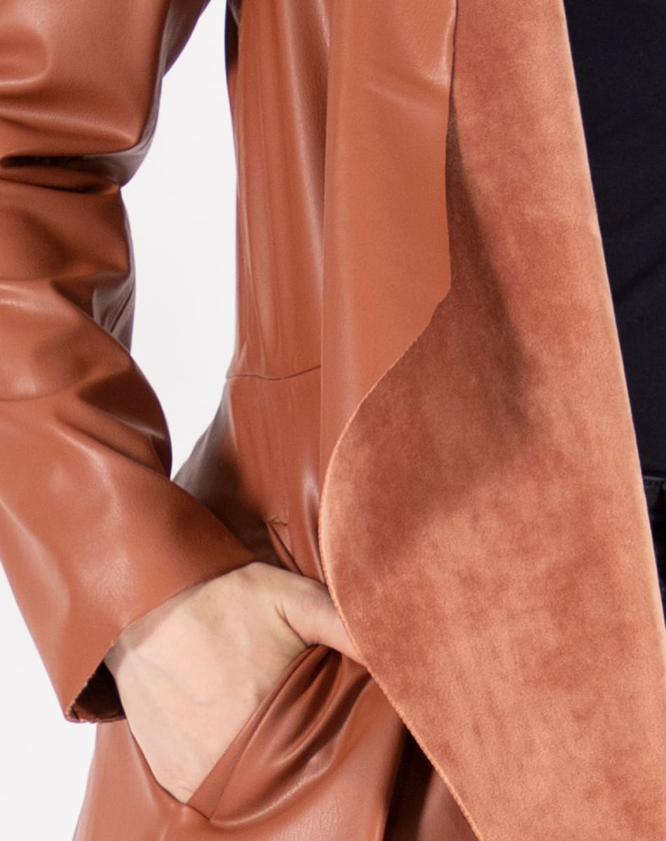 Synthetic leather Long Coat